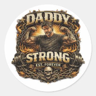 Adesivo Redondo StickerStrong Dad Funny Fitness Father Sticker Vin