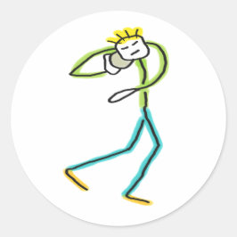 Adesivo Redondo Stickman de Arremesso de Peso