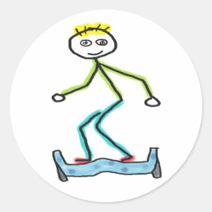 Adesivo Redondo Stickman de Hoverboard