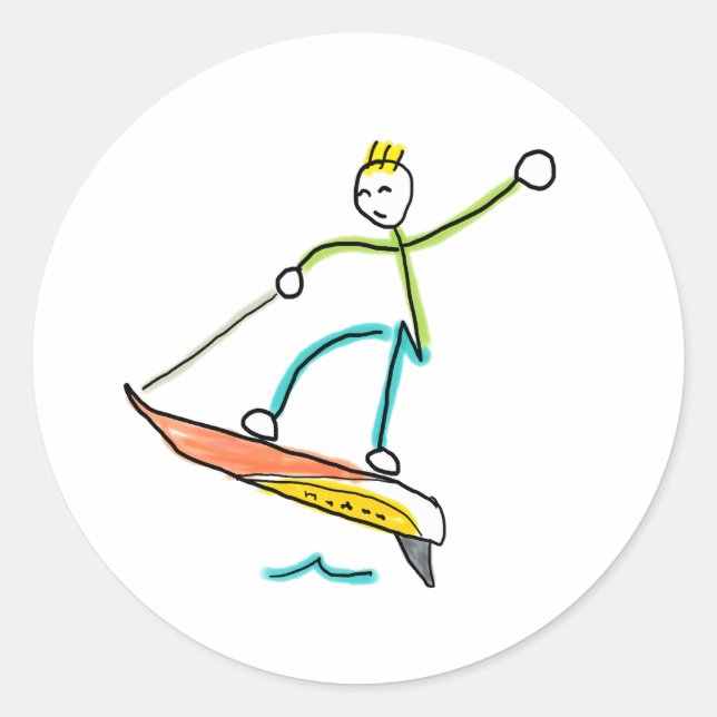 Adesivo Redondo Stickman de Jetboard (Frente)