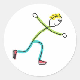 Adesivo Redondo Stickman de Patinação no Gelo