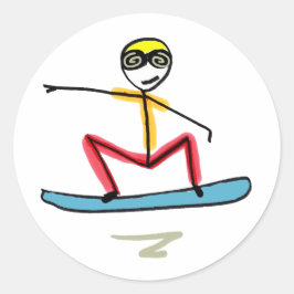 Adesivo Redondo Stickman de Snowboarding
