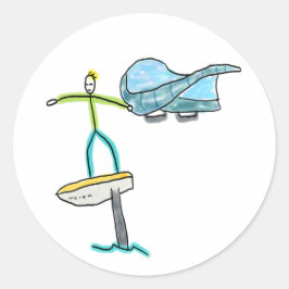 Adesivo Redondo Stickman de Wing Foiling