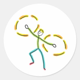 Adesivo Redondo Stickman Girando Poi