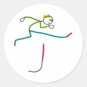 Adesivo Redondo Stickman Saltando Obstáculos