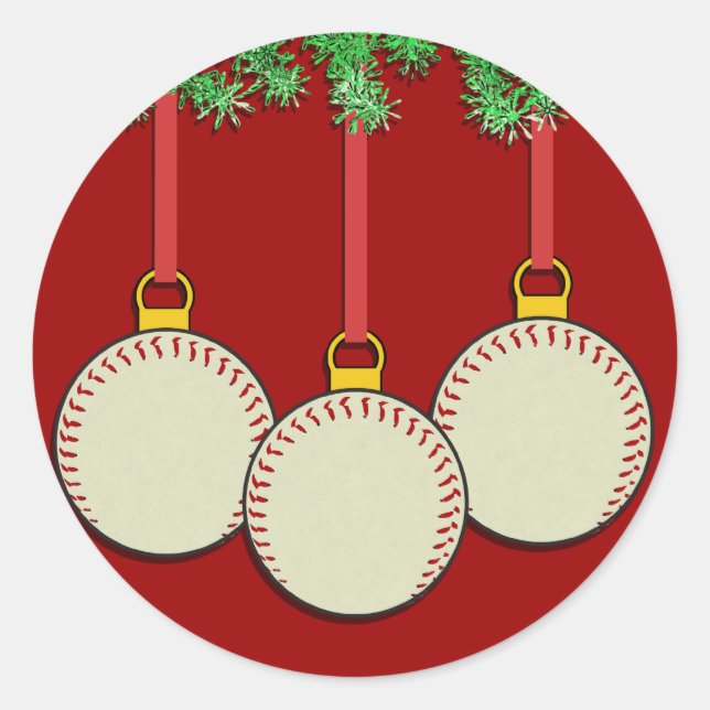 Adesivo Redondo Sticks de Baseball de Natal (Frente)