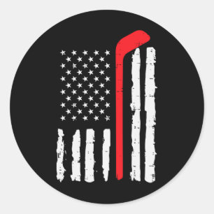 Adesivo Redondo Sticks de Hóquei no Gelo Bandeira dos EUA Patrióti