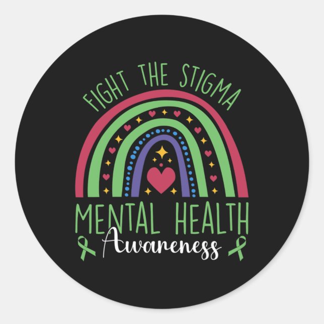 Adesivo Redondo Stigma Mental Health Awarness Green Ribbon 3 (Frente)