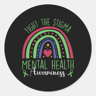 Adesivo Redondo Stigma Mental Health Awarness Green Ribbon 3