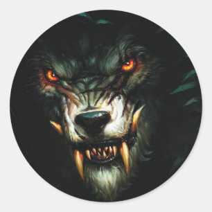 Adesivo Redondo stiker irritado do lobo:)