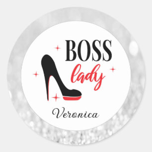 Adesivo Redondo Stiletto Heel Boss Personalizado Vermelho