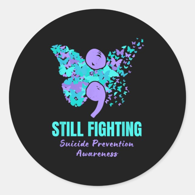 Adesivo Redondo Still Fighting Suicide Prevention Awareness Butter (Frente)