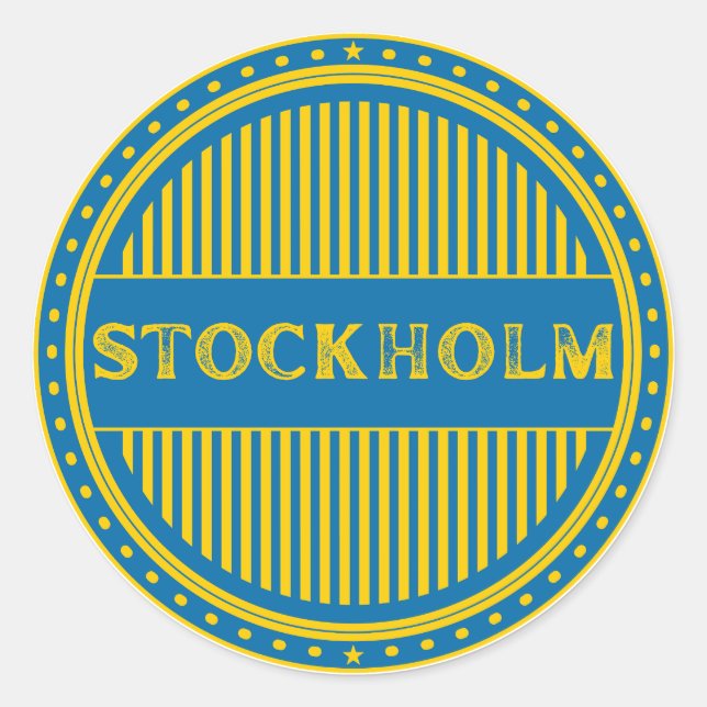 Adesivo Redondo Stockholm City Pride Emblem – Swedish Identity (Frente)