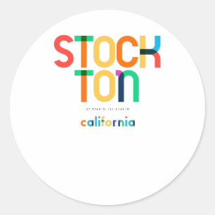 Adesivo Redondo Stockton Califórnia Meados do Século, Arte Pop,