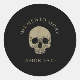 Adesivo Redondo Stoic Filosofia Memento Mori Amor Fati Skull Stoi