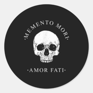 Adesivo Redondo Stoic Filosofia Memento Mori Amor Fati Skull Stoi
