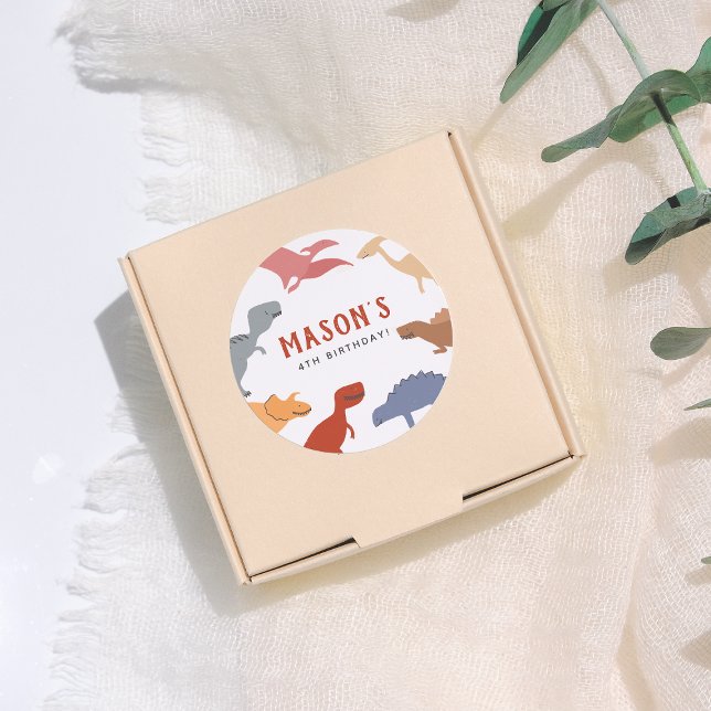 Adesivo Redondo Stomp, Chomp & Roar! Festa de aniversário dos Dino (Criador carregado)