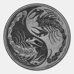 Adesivo Redondo Stone Escuro Yin Yang Scorpions