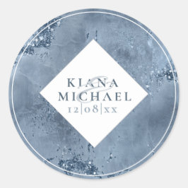 Adesivo Redondo Stone Glitter Wedding Dusty Blue ID647