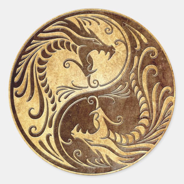 Adesivo Redondo Stone Yin Yang Dragon (Frente)