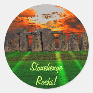 Adesivo Redondo Stonehenge Stones em Pé ao Sol