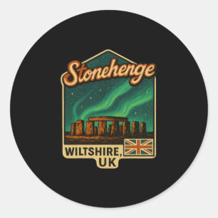 Adesivo Redondo Stonehenge Wiltshire Reino Unido Aurora Borealis L
