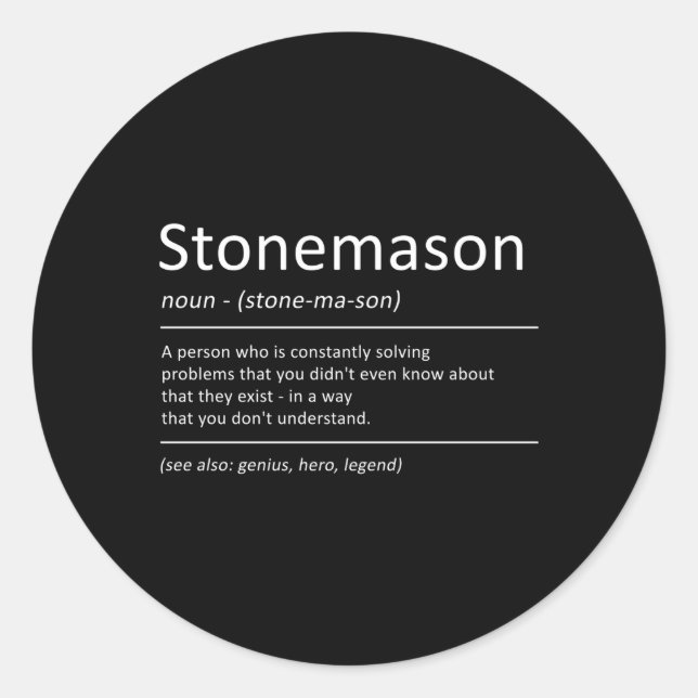Adesivo Redondo Stonemason Definition Humor Stone Mason (Frente)