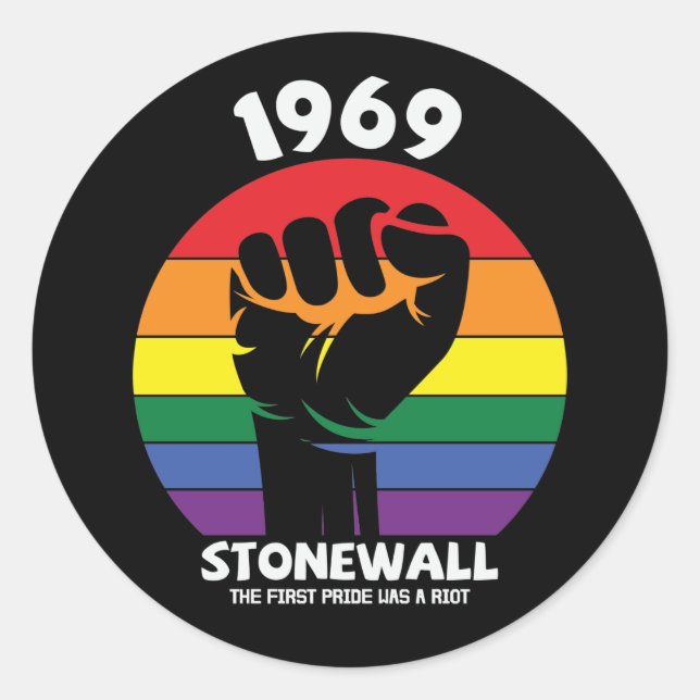 Adesivo Redondo Stonewall Riot Remembrance Orgulho gay (Frente)