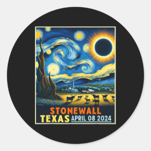 Adesivo Redondo Stonewall Texas Total Solar Eclipse 2024 Starry Ni
