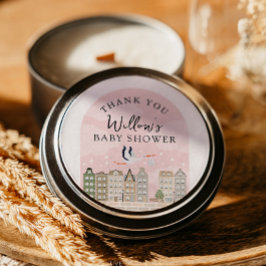 Adesivo Redondo Stork Boho Chá de fraldas Bebê Sprinkle Obrigado