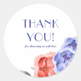 Adesivo Redondo . Storm Floral Watercolor Chá de fraldas Obrigado