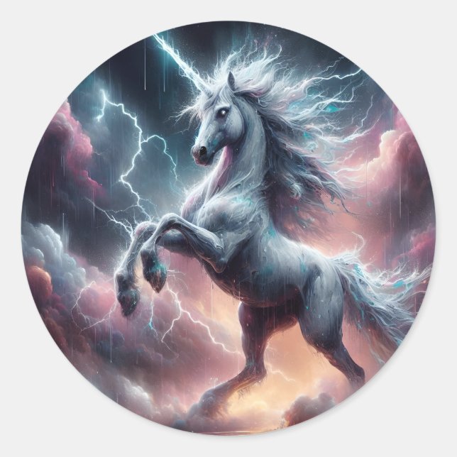 Adesivo Redondo Stormy Fury Legendary Unicorn (Frente)