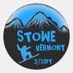Adesivo Redondo Stowe Vermont - autocolantes de arte azul