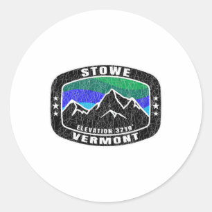 Adesivo Redondo Stowe Vermont T Camisa Vestida Esqui Tee Ski Sn