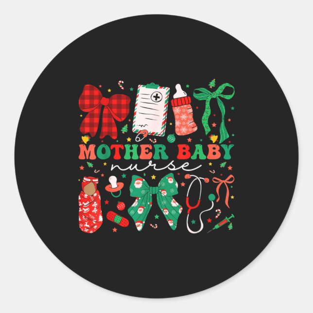 Adesivo Redondo Stpartum Xmas Coquette Mother Baby Nurse Christmas (Frente)