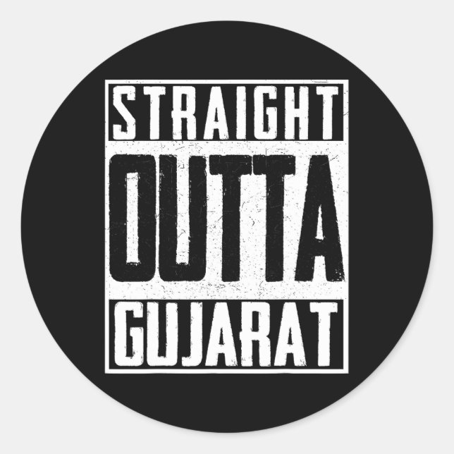 Adesivo Redondo Straight Outta Gujarat India Indian Cricket Pride  (Frente)