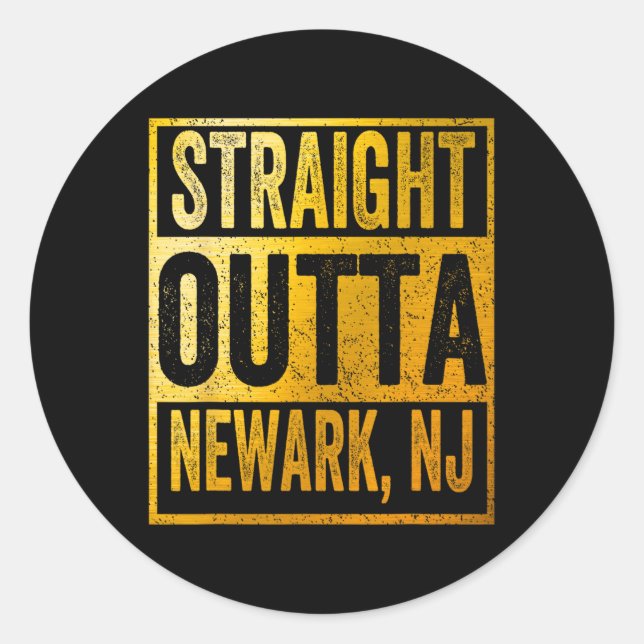 Adesivo Redondo Straight Outta Newark New Jersey  (Frente)