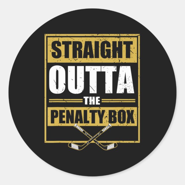 Adesivo Redondo Straight Outta The Penalty Box Ice Hockey  (Frente)