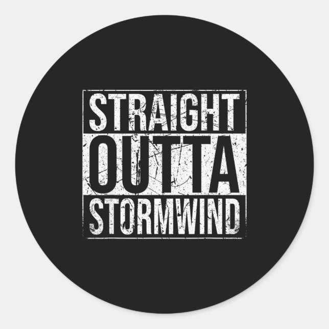 Adesivo Redondo Straight Outta Wind Funny Wow Alliance Gamer Vinta (Frente)