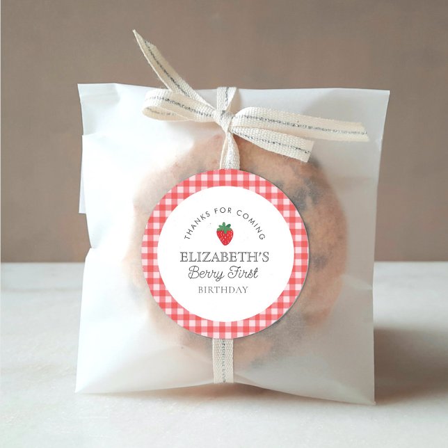 Adesivo Redondo Strawberry Berry First Picnic Birday (Criador carregado)