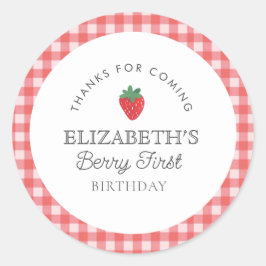 Adesivo Redondo Strawberry Berry First Picnic Birday