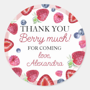 Adesivo Redondo Strawberry Berry Primeiro Aniversário