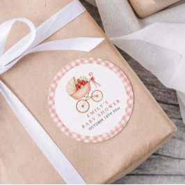 Adesivo Redondo Strawberry Berry Sweet Baby Shower Favor