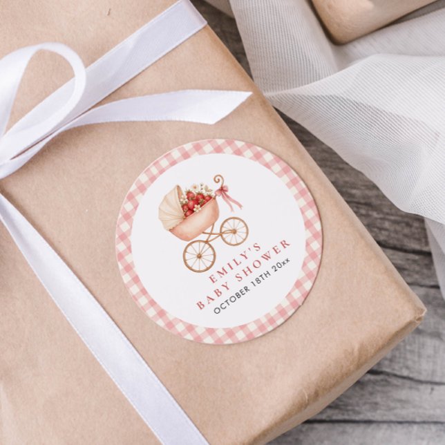 Adesivo Redondo Strawberry Berry Sweet Baby Shower Favor (Criador carregado)
