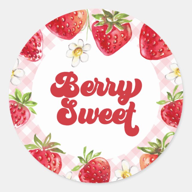 Adesivo Redondo Strawberry Berry Sweet Birthday (Frente)