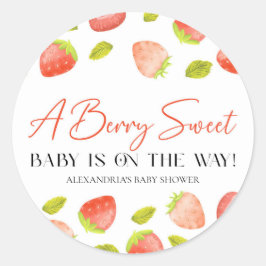 Adesivo Redondo Strawberry Berry Sweet Chá de fraldas Favor