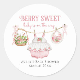 Adesivo Redondo Strawberry Berry Sweet Modern Baby Girl Chá