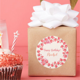 Adesivo Redondo Strawberry Birthday