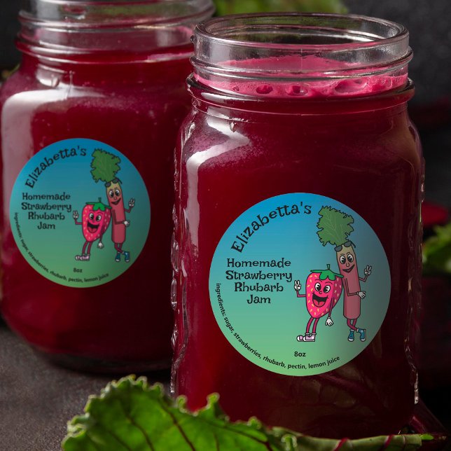 Adesivo Redondo Strawberry e Rhubarb Pals Jam Pie Cobbler (Criador carregado)