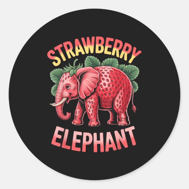 Adesivo Redondo Strawberry Elephant Cute Meme Kids Italian Brainro (Frente)
